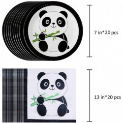 Panda Party Supplies 121 Pcs Panda Disposable Tableware Set with Panda Plates Cups Napkins Straws Banner Tablecloth Popcorn B...