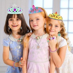 43Pcs Princess Dress Up Jewelry Toys Set Rainbow Color Ballet Tutu Skirts Crowns Necklaces Adjustable Jewel Rings Earrings Br...