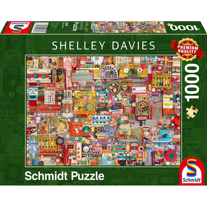 Shelley Davies: Vintage Haberdashery – 1000 Piece Jigsaw Puzzle Kids and Adults Ages 12+ $38.87 Board Games