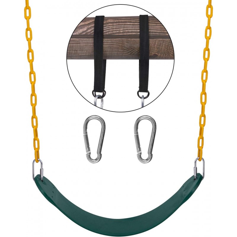 Swings Seats Heavy Duty with 66" Chain Playground Swing Set Accessories Replacement with Snap Hooks and Hanging Strap Support...