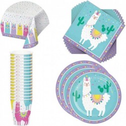 Llama Birthday Party Supplies - LIama Party Decorations set for 16 guests - Llama Party Set includes Paper Cups Paper Napkins...