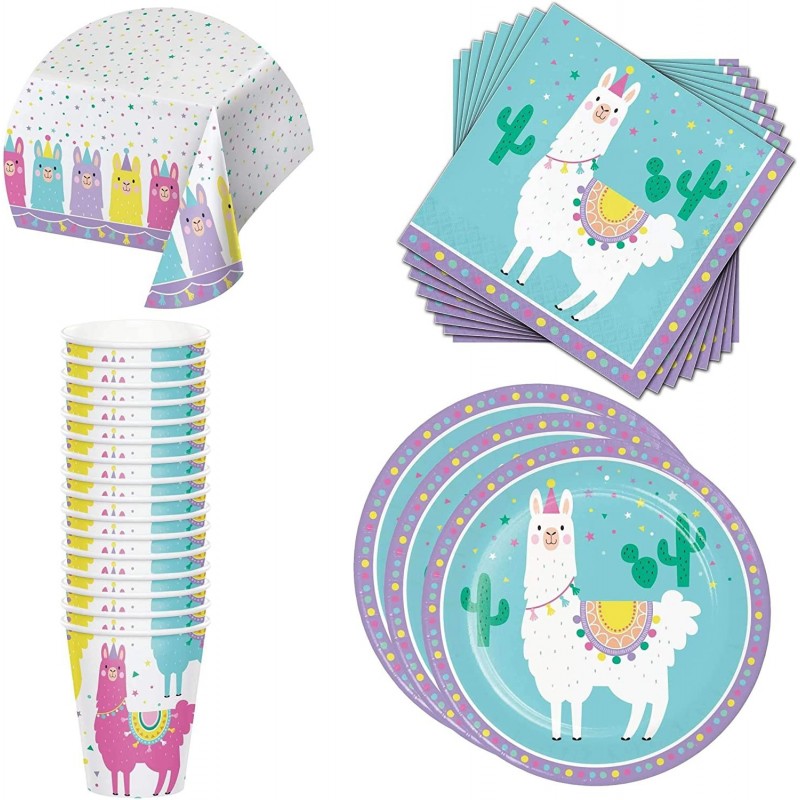 Llama Birthday Party Supplies - LIama Party Decorations set for 16 guests - Llama Party Set includes Paper Cups Paper Napkins...