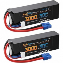 Powerhobby 3S 11.1V 3000mAh 30C Lipo Battery Pack w EC3 (2) Fits : Blade 350 QX QX2 QX3 Carbon-Z E-flite Apprentice Ultimate ...