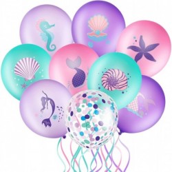 Mermaid Party Balloons Set Under the Sea Theme Birthday Party Balloons Decorations Ocean Mermaid Purple Pink Green Latex Conf...