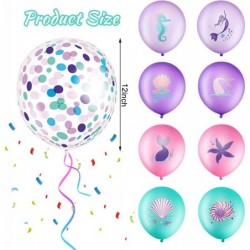 Mermaid Party Balloons Set Under the Sea Theme Birthday Party Balloons Decorations Ocean Mermaid Purple Pink Green Latex Conf...