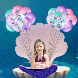 Mermaid Party Balloons Set Under the Sea Theme Birthday Party Balloons Decorations Ocean Mermaid Purple Pink Green Latex Conf...