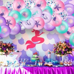 Mermaid Party Balloons Set Under the Sea Theme Birthday Party Balloons Decorations Ocean Mermaid Purple Pink Green Latex Conf...