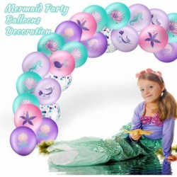 Mermaid Party Balloons Set Under the Sea Theme Birthday Party Balloons Decorations Ocean Mermaid Purple Pink Green Latex Conf...