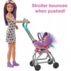 Skipper Babysitters Inc. Playset with Skipper Babysitter Doll (Brunette) Stroller Baby Doll & 5 Accessories Toy for 3 Year Ol...