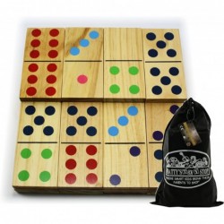 Deluxe Giant Wooden Dominoes Double Six (5") Color Dot 28 Piece Set with Storage Bag $50.42 Domino & Tile Games