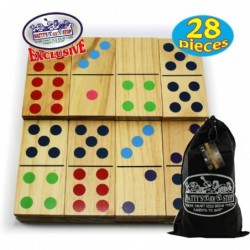 Deluxe Giant Wooden Dominoes Double Six (5") Color Dot 28 Piece Set with Storage Bag $50.42 Domino & Tile Games