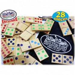 Deluxe Giant Wooden Dominoes Double Six (5") Color Dot 28 Piece Set with Storage Bag $50.42 Domino & Tile Games