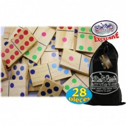 Deluxe Giant Wooden Dominoes Double Six (5") Color Dot 28 Piece Set with Storage Bag $50.42 Domino & Tile Games