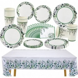 Sage Green Party Supplies – Sage Party Decorations tableware set for 16 guests – Boho party plates – Sage Green plates - Sage...