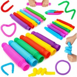 Newest Sensory Fidget Toy Set Pop Tubes 18 PCS Pack with XL Pop Tubes Big Pop Tubes and Mini Pop Tubes Fine Motor Skills Todd...