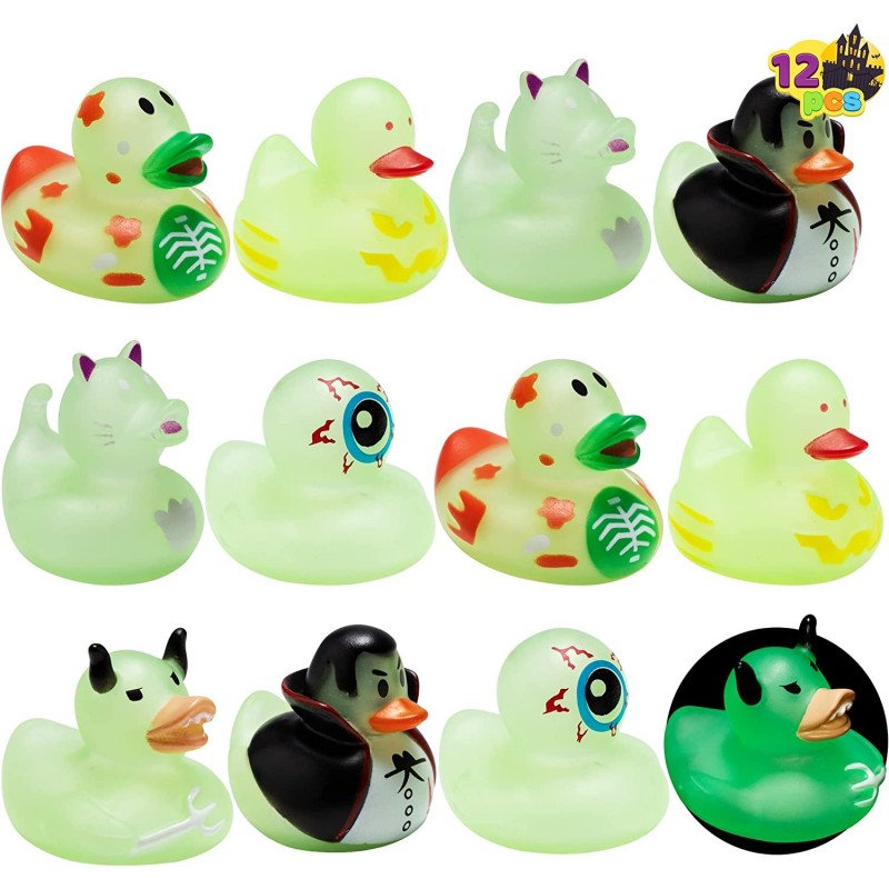 JOYIN 12 PCS Halloween Rubber Duckies Toy 6 Design Glow in The Dark for Bath Shower Classroom Incentive Halloween Party Favor...