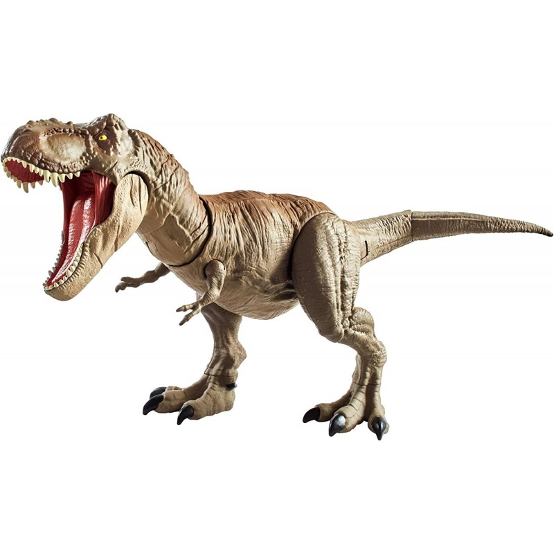 Jurassic World Bite 'n Fight Tyrannosaurus Rex in Larger Size with Realistic Sculpting Articulation and Dual-Button Activatio...