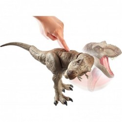 Jurassic World Bite 'n Fight Tyrannosaurus Rex in Larger Size with Realistic Sculpting Articulation and Dual-Button Activatio...