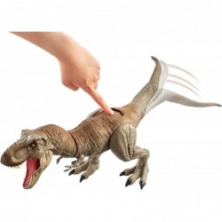 Jurassic World Bite 'n Fight Tyrannosaurus Rex in Larger Size with Realistic Sculpting Articulation and Dual-Button Activatio...