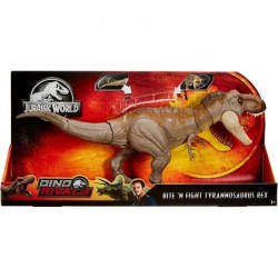 Jurassic World Bite 'n Fight Tyrannosaurus Rex in Larger Size with Realistic Sculpting Articulation and Dual-Button Activatio...