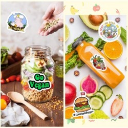 for Vegan Be Happy Cute Stickers(20 Pcs Large Size)Vegan Gifts Vegetable Stickers Party Room Decor for Laptop Water Bottle Gr...