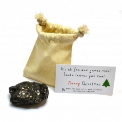 Santa's Scientific Christmas Coal Premium Cotton Bag and 1 Large Lump (2.5" x 2" x 1.5" Approx. - Egg or Golf Ball Sized) - G...