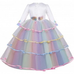 Girls Unicorn Birthday Princess Long Sleeve Wedding Pageant Party Maxi Dress Halloween Carnival Costume w/Headband $43.87 Kid...