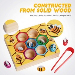 Fine Motor Toys Matching Game Toddler Learning Toys Montessori Wooden Lovely Bee Hive Toys Color Sorting for Baby Early Educa...