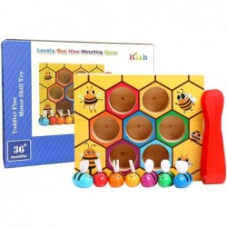 Fine Motor Toys Matching Game Toddler Learning Toys Montessori Wooden Lovely Bee Hive Toys Color Sorting for Baby Early Educa...