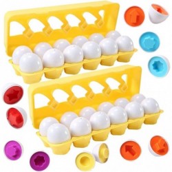 2 Sets of Fun Egg Matching Toy (Total 24 Eggs) - Toddler STEM Easter Eggs Toys Shape Recognition Toys for Kids Educational Co...