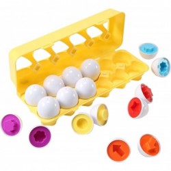 2 Sets of Fun Egg Matching Toy (Total 24 Eggs) - Toddler STEM Easter Eggs Toys Shape Recognition Toys for Kids Educational Co...