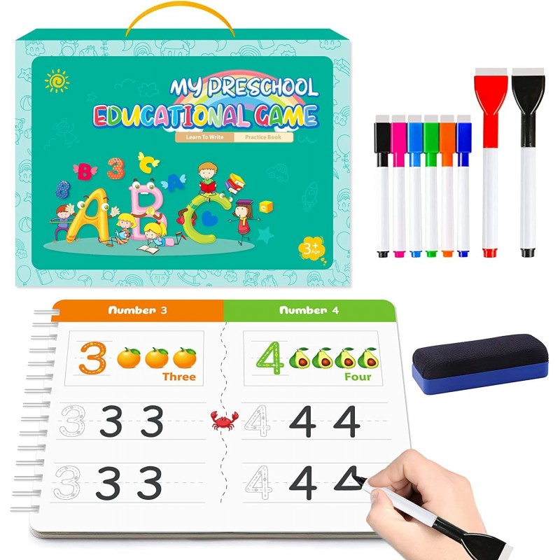 Toddlers Preschool Learning Activities Handwriting Practice for Kids Autism Educational Montessori Toys - 40 Pages Letters Nu...