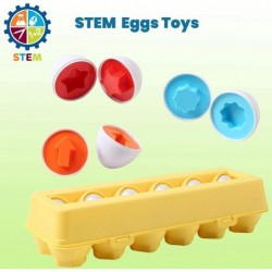 2 Sets of Fun Egg Matching Toy (Total 24 Eggs) - Toddler STEM Easter Eggs Toys Shape Recognition Toys for Kids Educational Co...