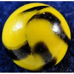 Big Game Toys~1X Gold Finch Mammoth Marble 1 5/8" (42mm) w/Display Stand Glass Ball Large Huge Yellow Black Shooter Swirl $15...