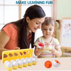 2 Sets of Fun Egg Matching Toy (Total 24 Eggs) - Toddler STEM Easter Eggs Toys Shape Recognition Toys for Kids Educational Co...