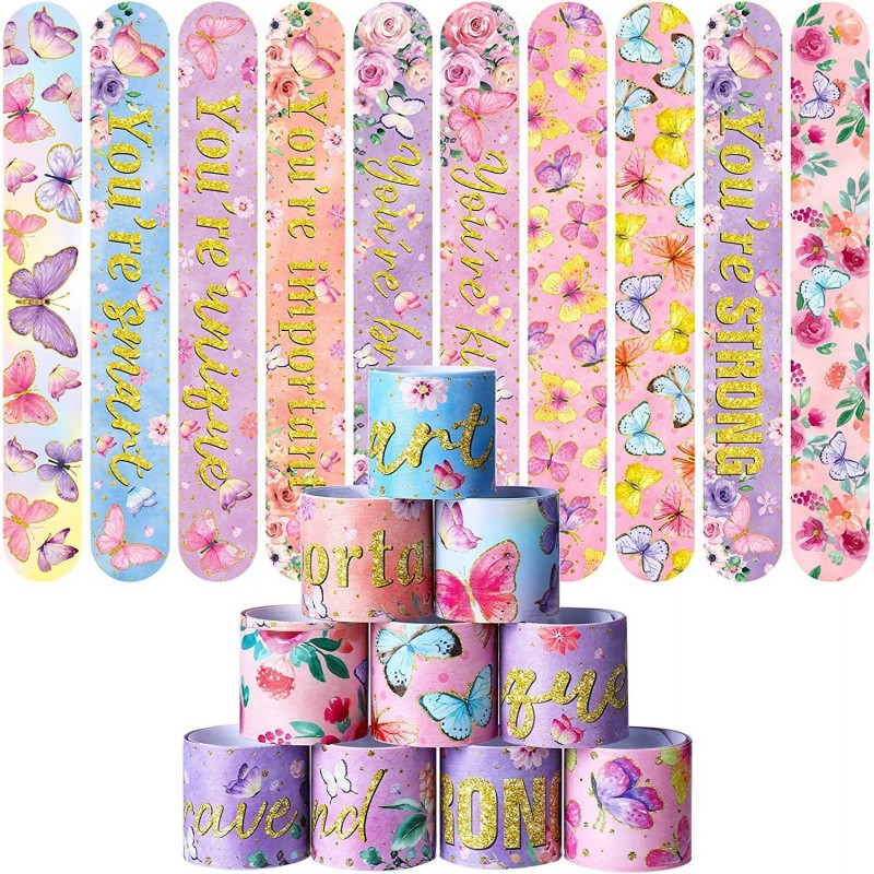 40 Pieces Butterfly Party Decorations Watercolor Butterfly Slap Bracelets for Kids Wristband Bracelets Butterfly Birthday Par...