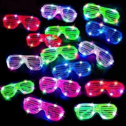 30 Pcs LED Glasses with 7 flashing neon LED 5 neon colors Glow In The Dark Party Supplies Favor for Kids Adult Light up Toy F...