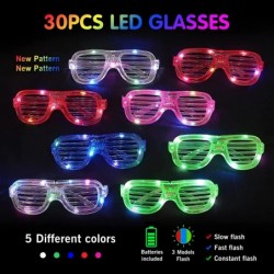 30 Pcs LED Glasses with 7 flashing neon LED 5 neon colors Glow In The Dark Party Supplies Favor for Kids Adult Light up Toy F...