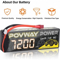 7200mAh 2S RC LiPo Battery 50C 7.4V High Capacity Hard Case with T Plug for RC Cars RC Truck RC Helicopter Drone Quadcopter (...