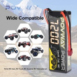 7200mAh 2S RC LiPo Battery 50C 7.4V High Capacity Hard Case with T Plug for RC Cars RC Truck RC Helicopter Drone Quadcopter (...