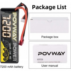 7200mAh 2S RC LiPo Battery 50C 7.4V High Capacity Hard Case with T Plug for RC Cars RC Truck RC Helicopter Drone Quadcopter (...