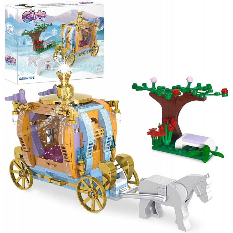 Friends Princess Carriage Building Toys Dream Pumpkin Royal Carriage with Horse Fairy Play Set Creative Gifts for Girls Kids ...