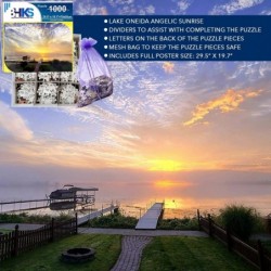 1000 Piece Jigsaw Puzzles for Adults Lake Oneida Morning Sunrise Jigsaw Puzzles 1000 Pieces Home Decoration Puzzle for Family...