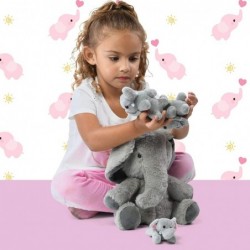 Carry Along Plush Elephant with 3 Little Plush Baby Elephants - 4 Piece Soft Stuffed Animals Playset $33.83 Stuffed Animals &...