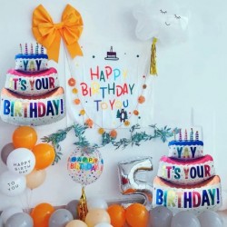 Happy Birthday Balloon Big 39" Foil Inflated Mylar Balloons Large Self-inflating Happy Bday Delivery Ballon Party Decoration ...