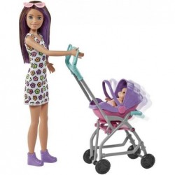 Skipper Babysitters Inc. Playset with Skipper Babysitter Doll (Brunette) Stroller Baby Doll & 5 Accessories Toy for 3 Year Ol...