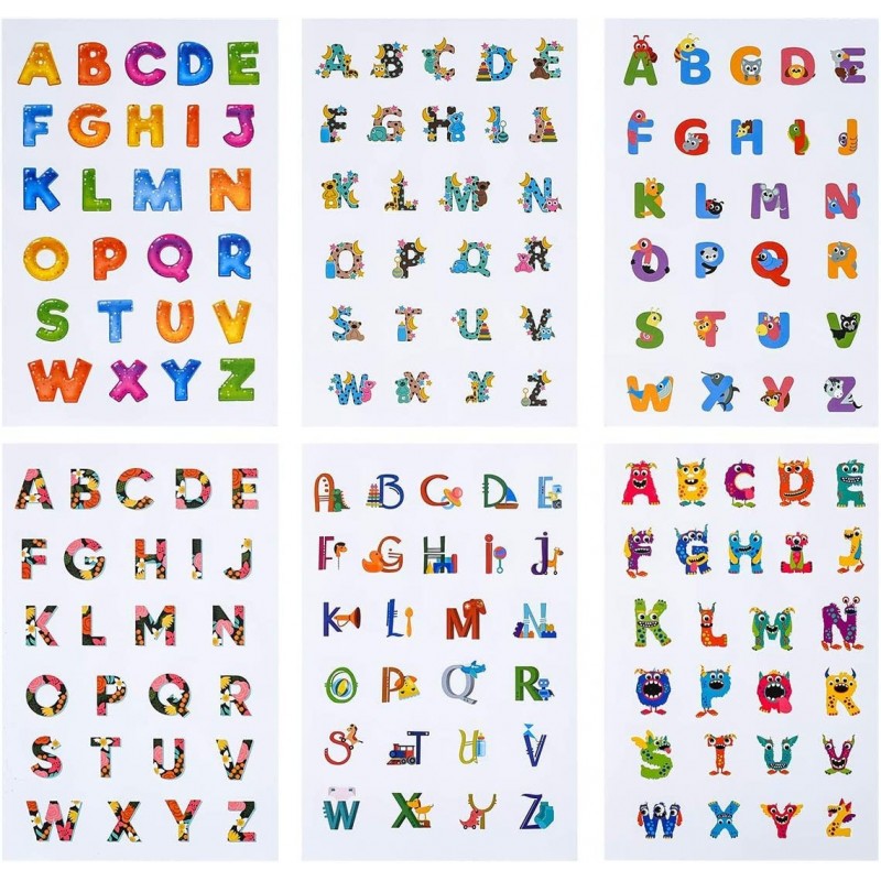 664 Pcs Small Cute Alphabet Letter Stickers Scrapbooking Paper Stickers - 24 Sheets Colorful Animals Alphabet Art Paper Stick...