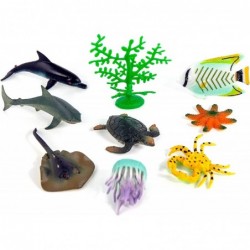 Cubitube - Ocean from Deluxebase. 11 Piece Small Sea Life Figurines and Play Accessories Collection. Reusable plastic storage...