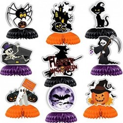 9 PCS Halloween Party Honeycomb Centerpieces Halloween Honeycomb Centerpieces Paper Fan Centerpieces Pumpkin Ghost Spider Bat...