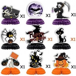 9 PCS Halloween Party Honeycomb Centerpieces Halloween Honeycomb Centerpieces Paper Fan Centerpieces Pumpkin Ghost Spider Bat...